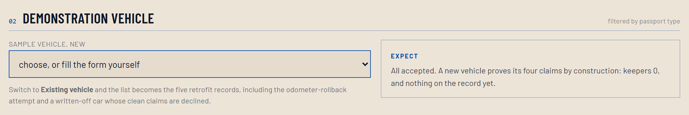 Choose a demonstration vehicle, or fill the form yourself